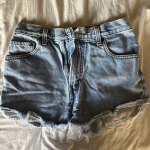 Light Blue Levi Denim Distressed Shorts